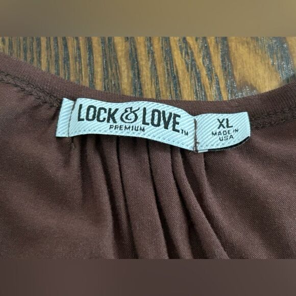 Lock & Love brown‎ Short sleeve Top XL rayon made in USA EUC - Picture 12 of 12